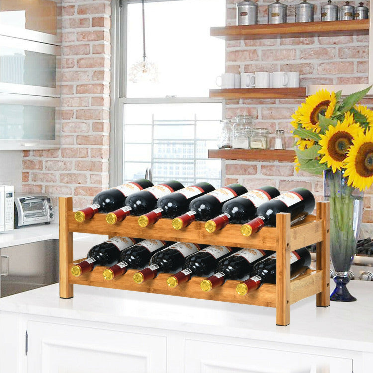 Natural Bamboo Wine Rack (12 Bottles), lifestyle 1; accessories not included