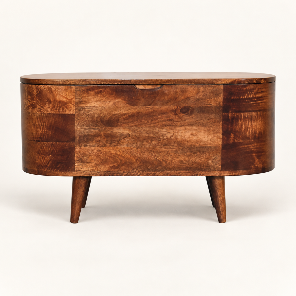 AI-generated studio image of Honey Caramel Mango Wood Blanket Storage Box