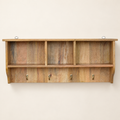 AI-generated studio image of Mango Wood Wall Coat Rack with Shelves and Brass Hooks