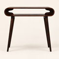 AI-generated studio image of Walnut Finish Mango Wood Open Console Table